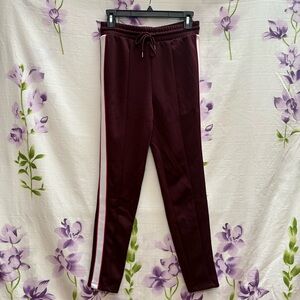 Forever 21 Maroon Side Stripe Tie Waist Joggers